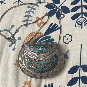 Chic Silver and Blue Crossbody Bag